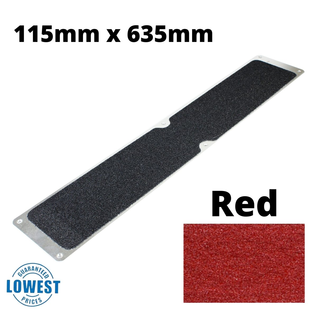 Non Slip Decking Strips Aluminium Screw Down Plates - Slips Away - Decking plate 115mm x 635mm red -