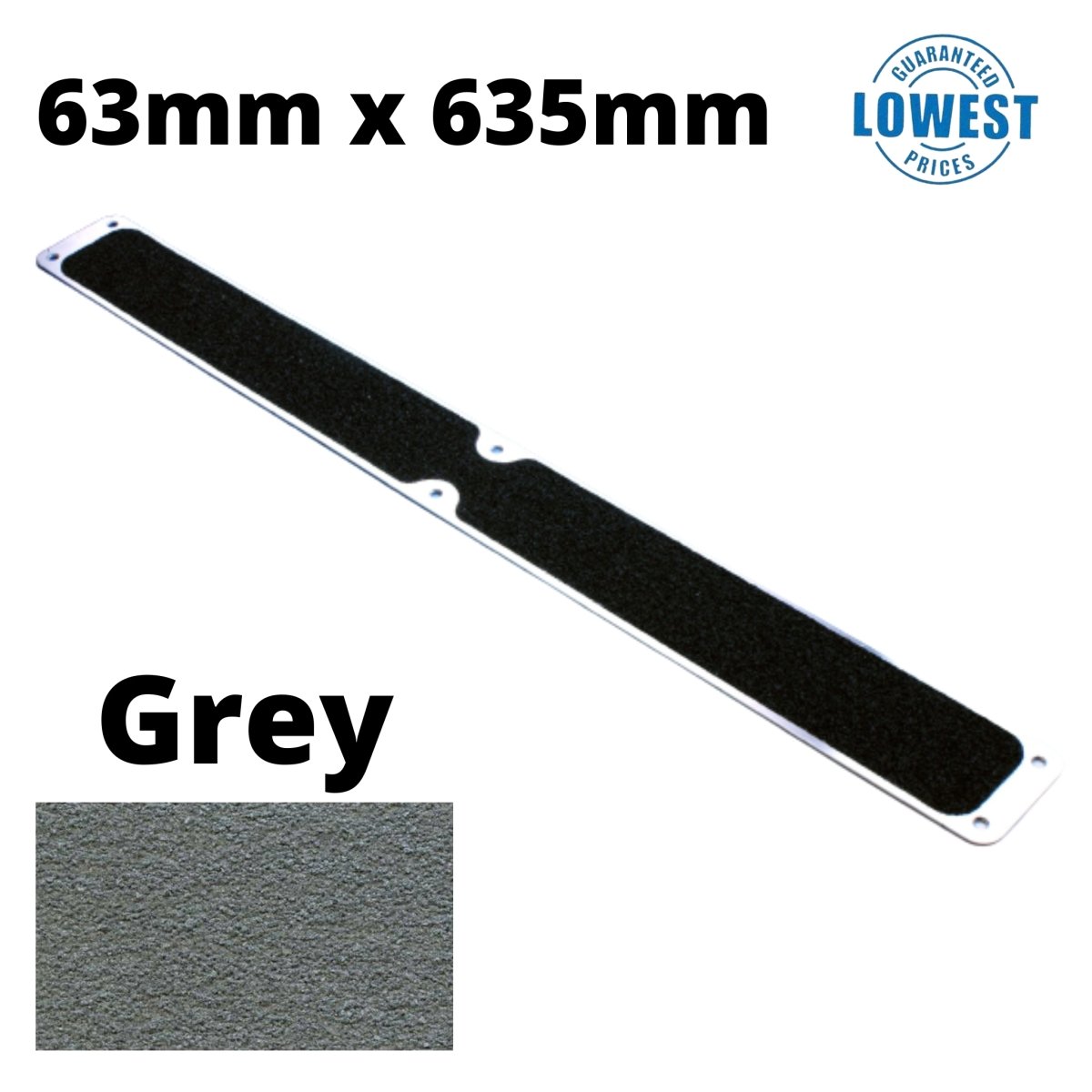 Non Slip Decking Strips Aluminium Screw Down Plates - Slips Away - Decking plate 63mm x 635mm grey -