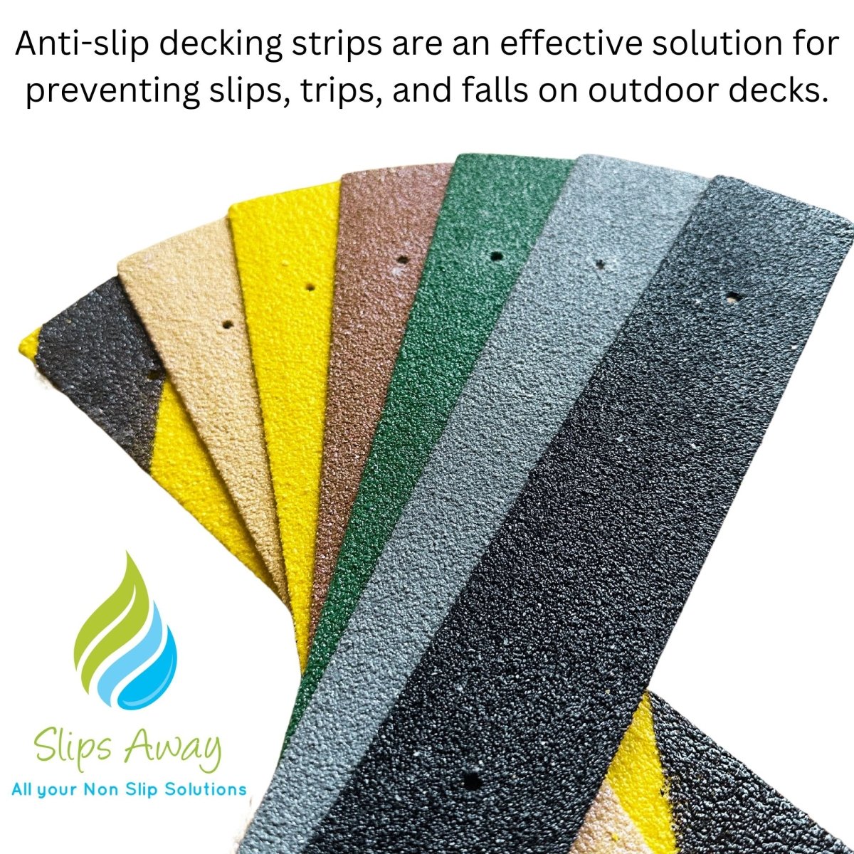 Non Slip Decking Strips GRP Heavy Duty Pro Grade 50mm - GREY - Slips Away - Decking strips - decking strip grey 600mm x 50mm -