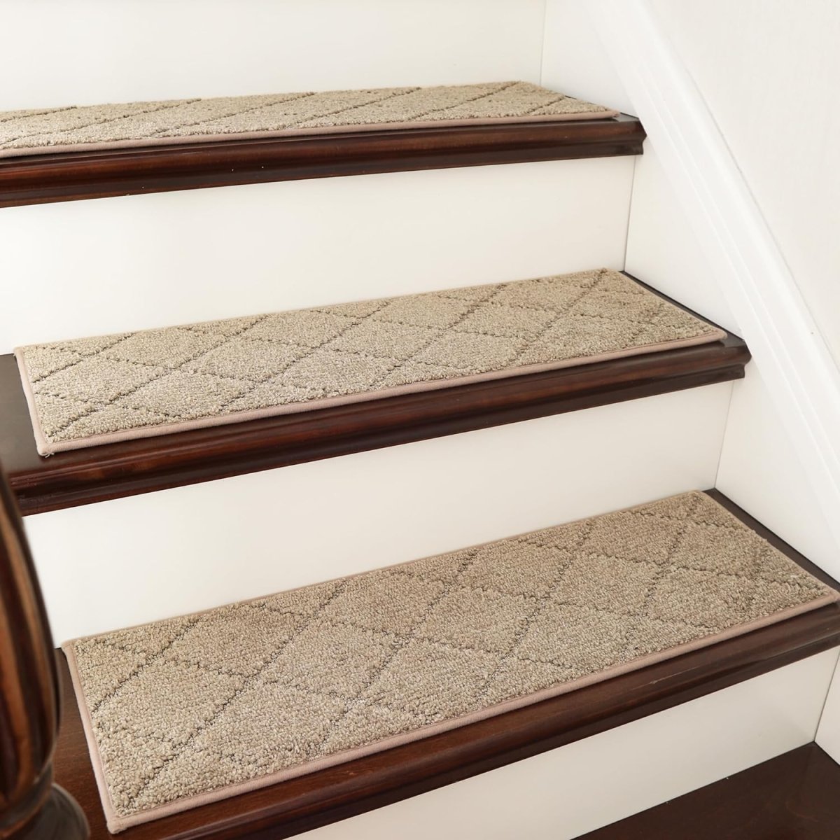 Non-Slip Edging Stair Treads - 22 x 70cm, Indoor Carpet Treads for Stairs Machine Washable, 100% Polyester - Slips Away - B0CFL2HJ7L -