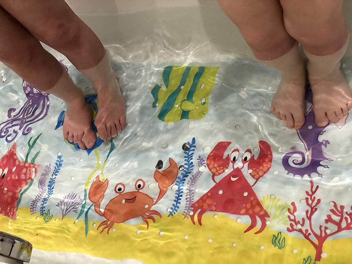 Non Slip Extra Long Ocean Scene Bath/Shower Mat for Children, 100x40cm - Slips Away - B07YVM72MP -