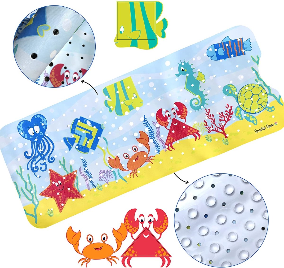 Shower Mat for Children, 100x40cm - Slips Away - B07YVM72MP -