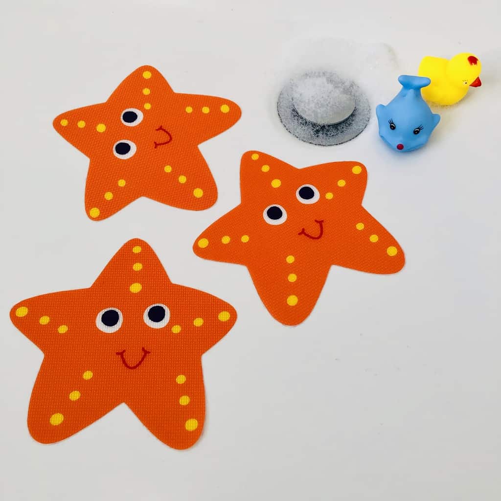 Non Slip Kids & Baby Bath Stickers - Smiley Starfish x5 - Slips Away - SA015 -