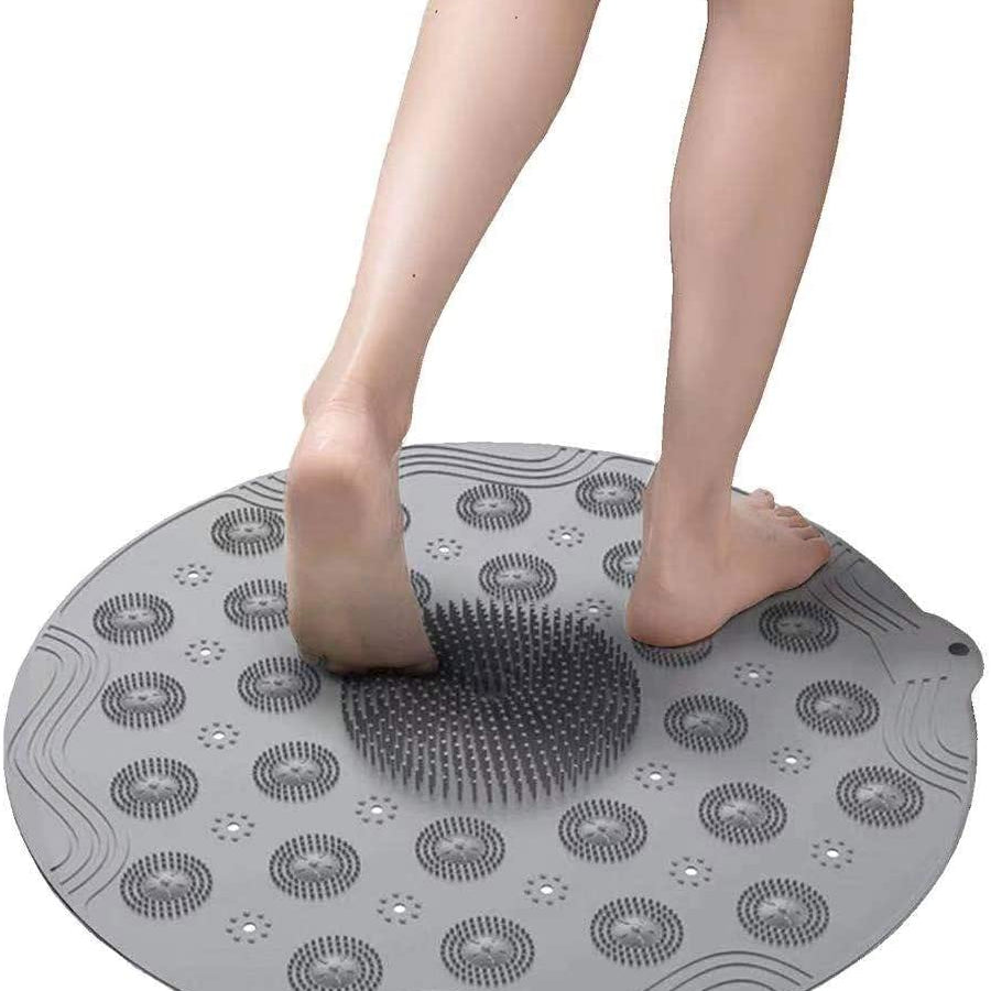 Non Slip Round Bath Mat with Suction Cup, 46x46cm - Slips Away - b0f73517-63a6-4022-99f6-8248650cd0df -