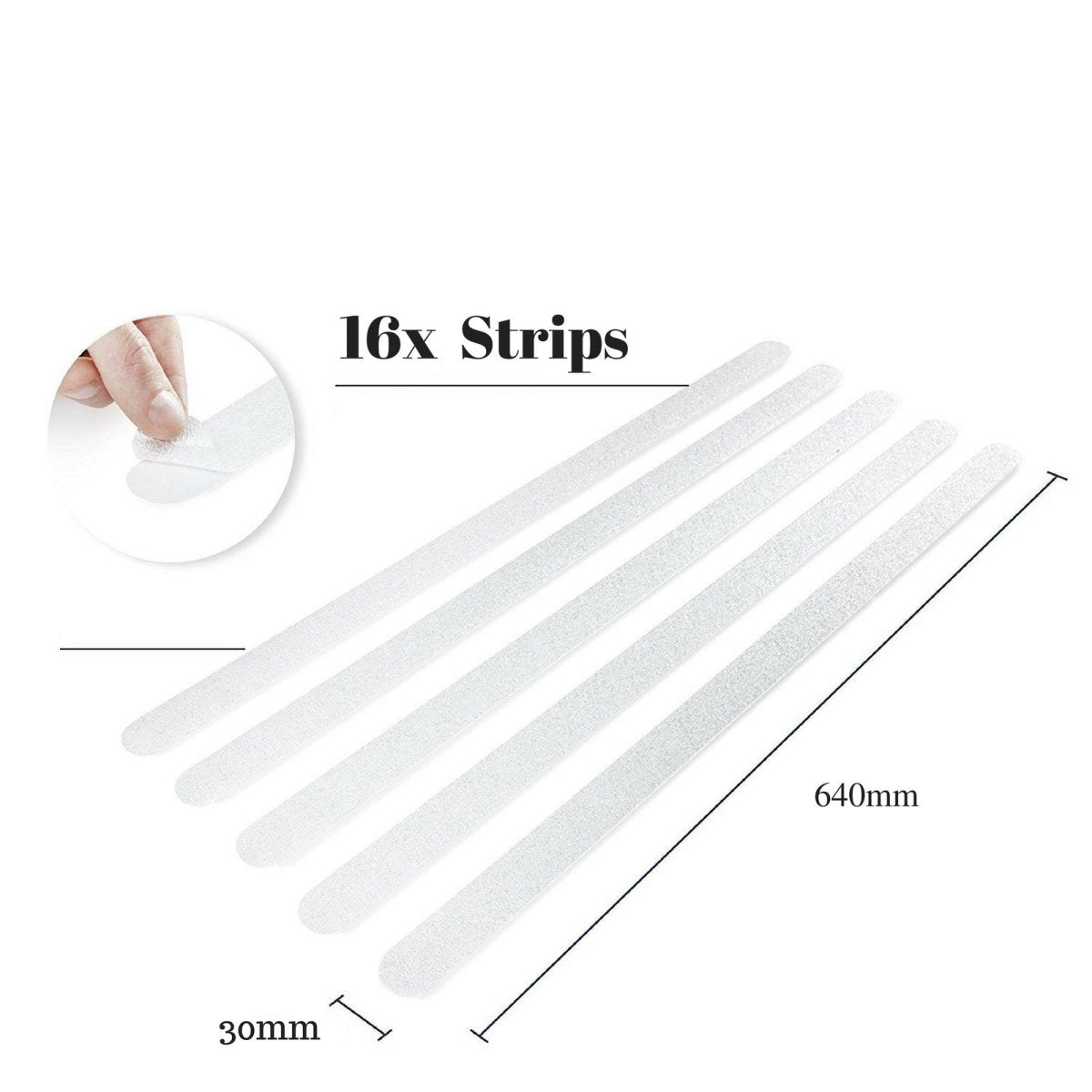 Non Slip Strips for Stairs - Clear 64cm x 3 cm (16x pack) - Slips Away - SA025 -