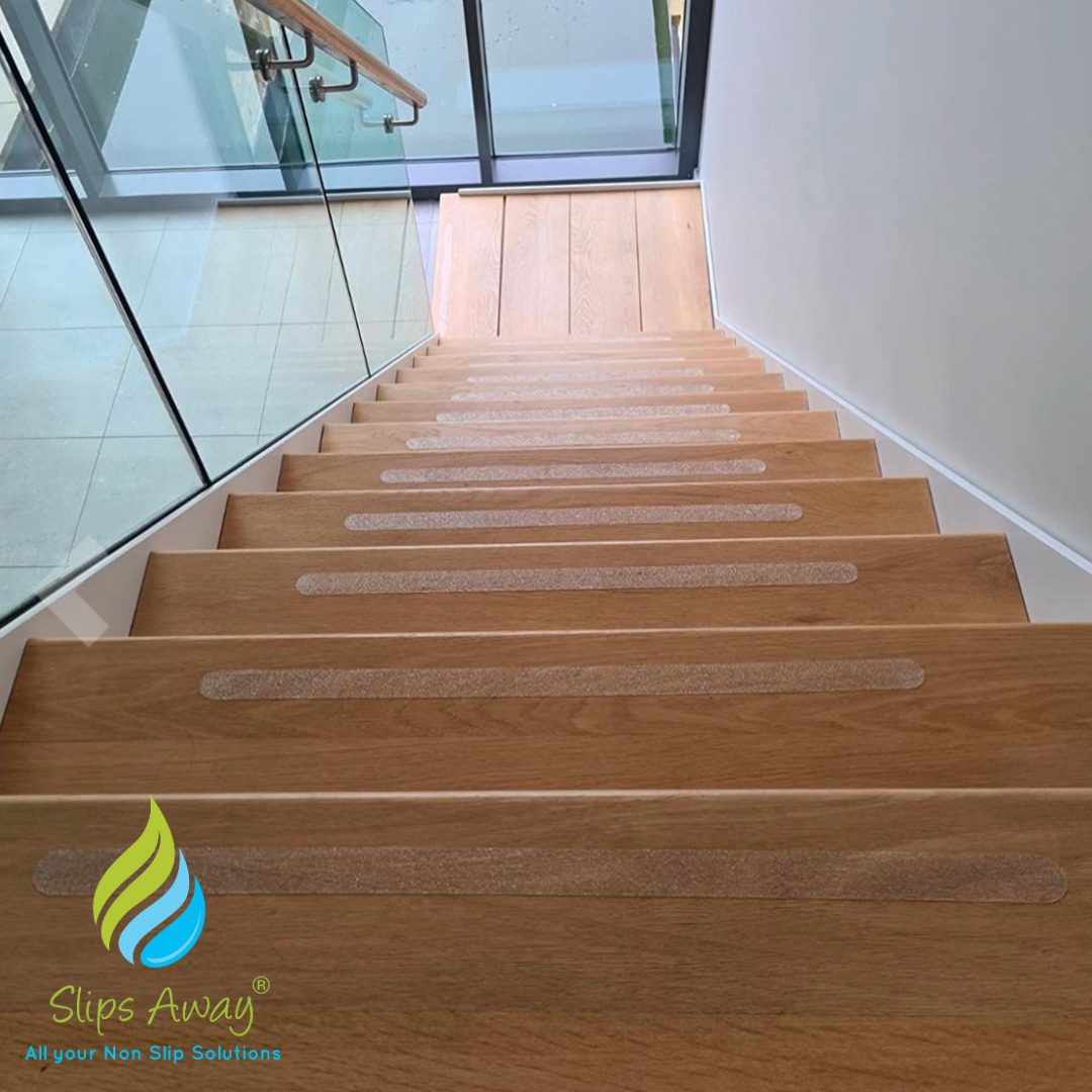Non Slip Strips for Stairs - Clear 64cm x 3 cm (16x pack) - Slips Away - SA025 -