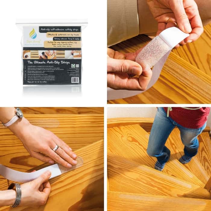 Non Slip Strips for Stairs - Clear 64cm x 3 cm (16x pack) - Slips Away - SA025 -