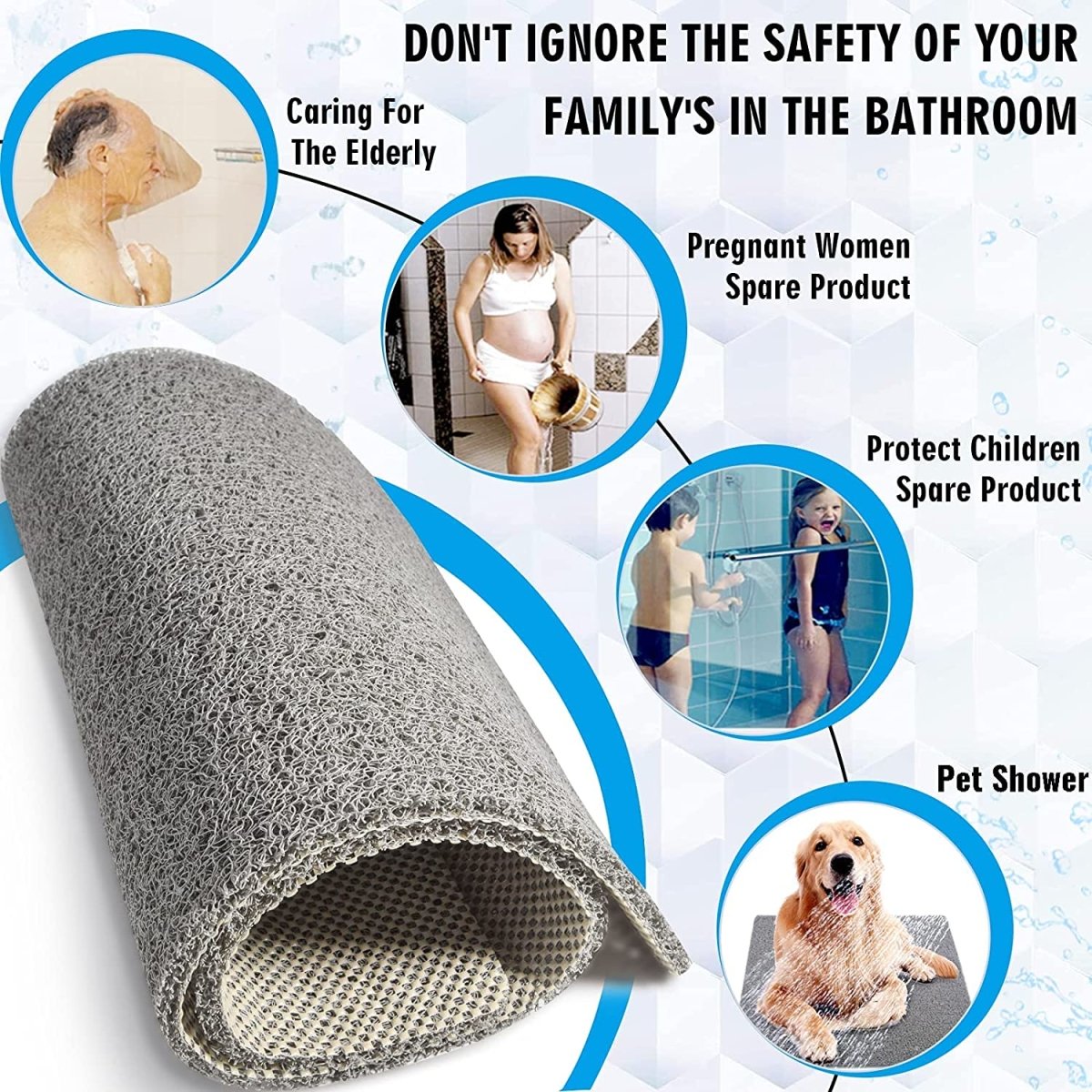 Non Slip Textured Loofah Shower/Bath Mats, Quick Drying, 60*60cm - Slips Away - 01fce118-4ea4-45cc-b82f-689f2f88201c -