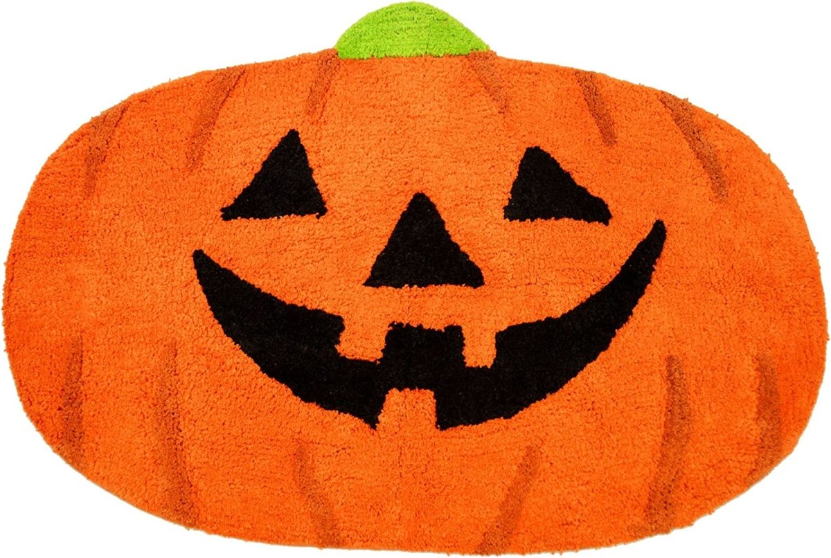 Pumpkin Bath Mat Non-Slip 60 x 80cm Halloween Super Soft, Absorbent Accent Rug - Slips Away - B0B1JMFGHT -