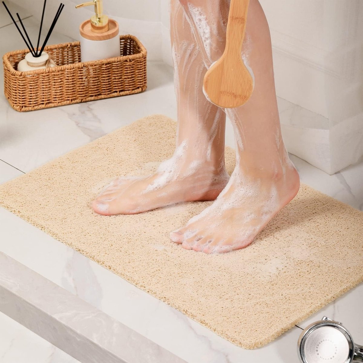 Quick-Dry Loofah Shower Mat - Non-Slip, Super Soft, and Mold-Resistant - Slips Away - B0BX2XGL6H -