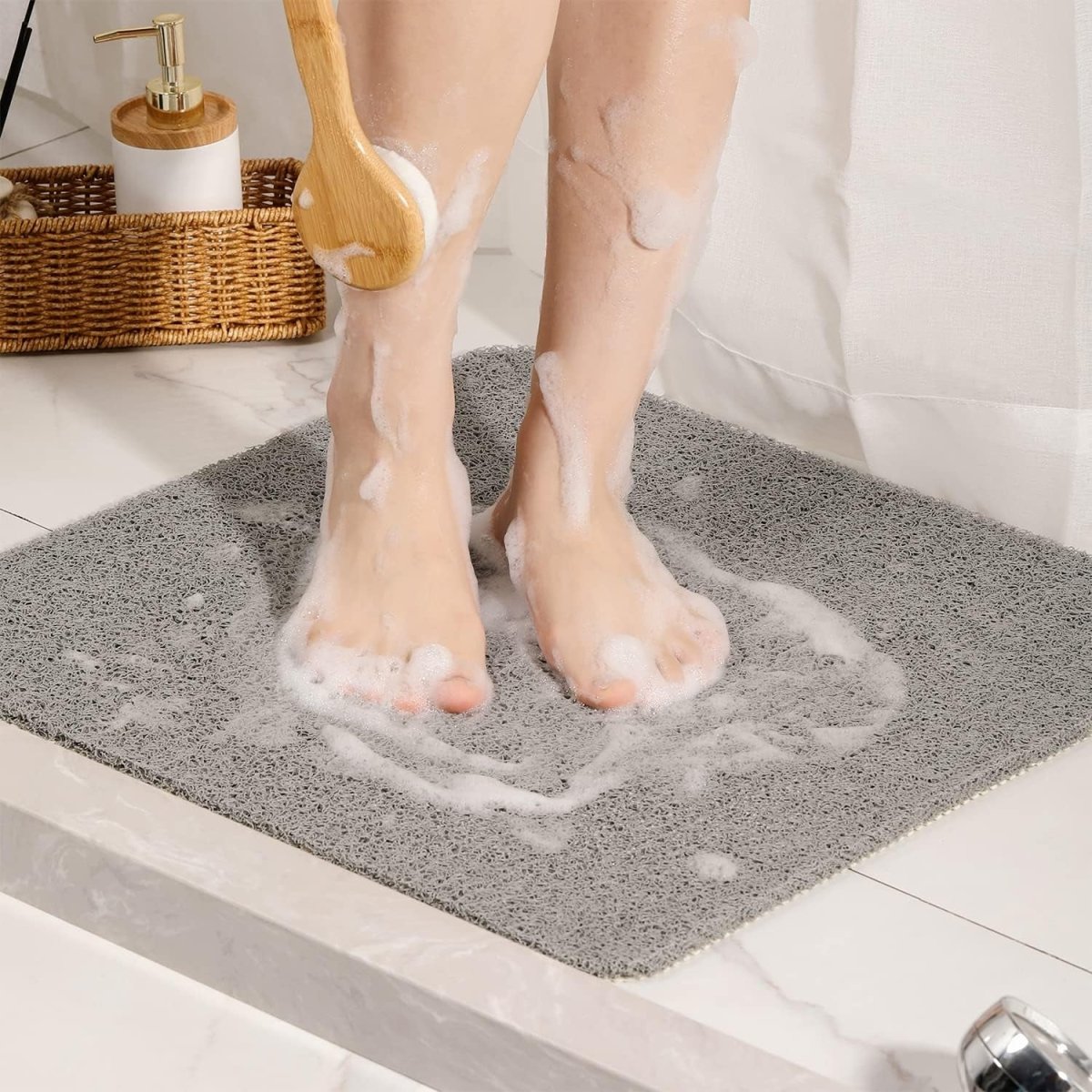 Quick-Dry Loofah Shower Mat - Non-Slip, Super Soft, and Mold-Resistant - Slips Away - B0BX2Y79FW -