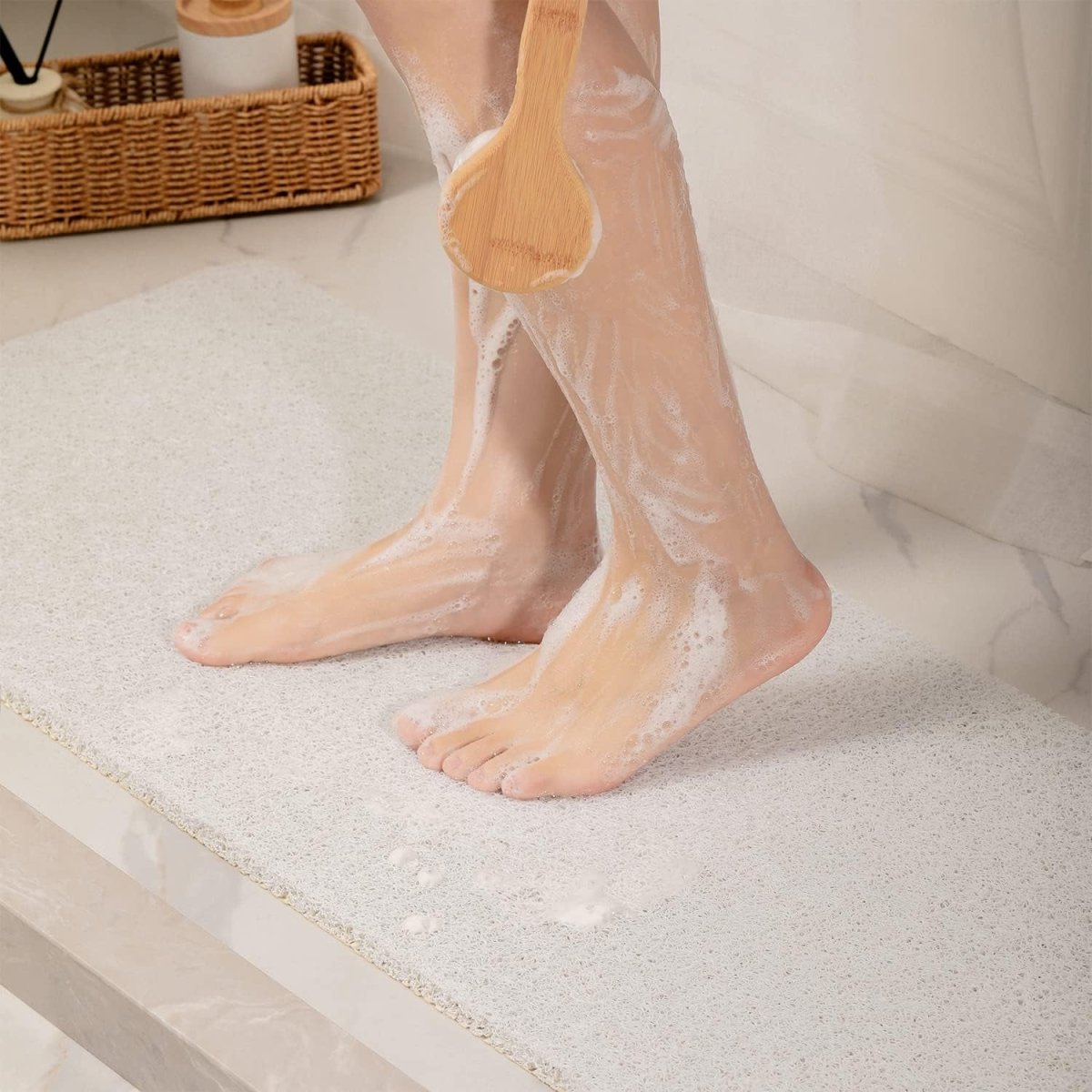 Quick-Dry Loofah Shower Mat - Non-Slip, Super Soft, and Mold-Resistant - Slips Away - B0BX2YGGVT -