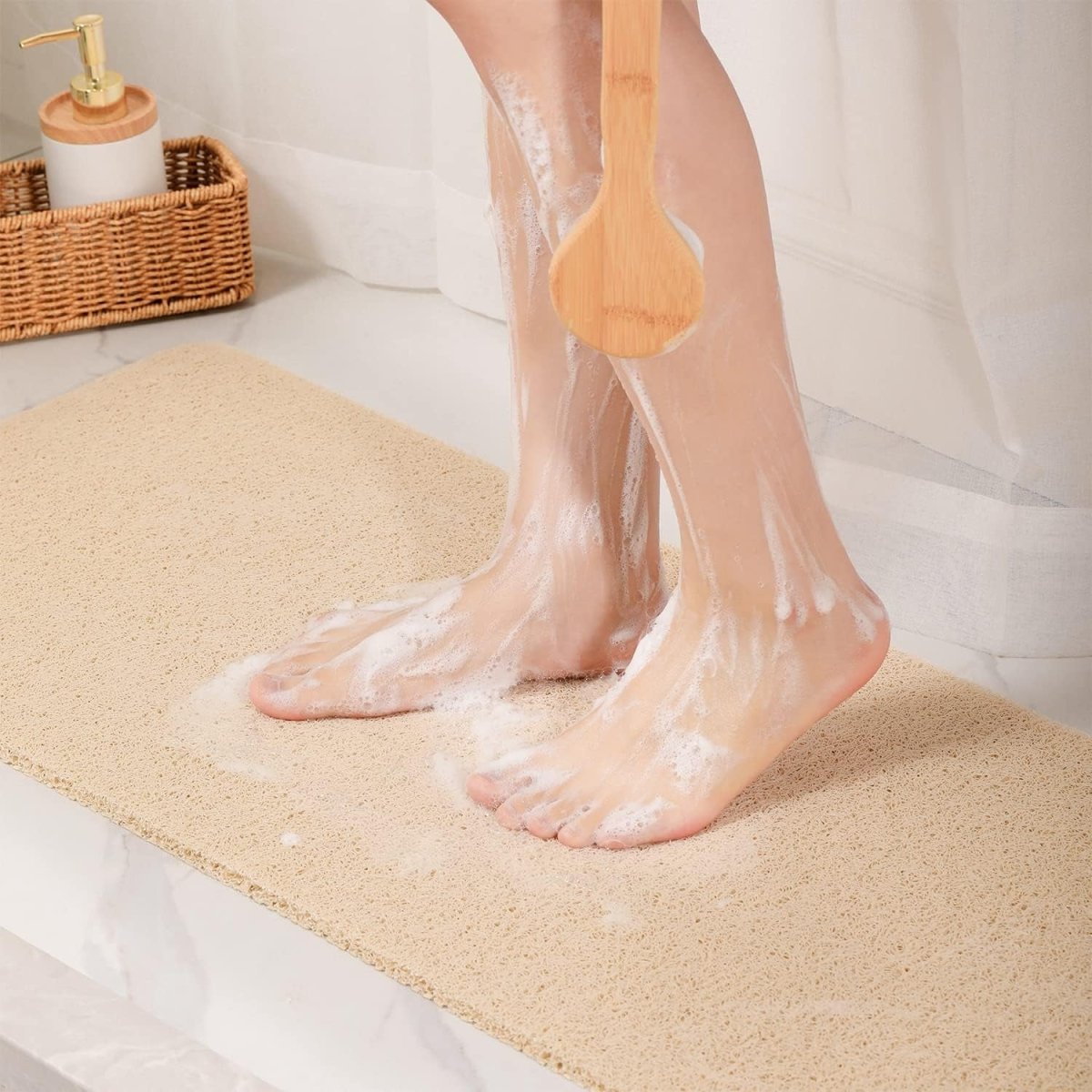 Quick-Dry Loofah Shower Mat - Non-Slip, Super Soft, and Mold-Resistant - Slips Away - B0BX2ZTQ6K -