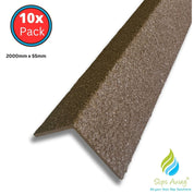 Stair & Step Nosing Cover Anti Slip Treads GRP Heavy Duty for High Traffic Areas - BROWN - Slips Away - Stair nosing - 10x GRP nosing brown 2000mm -