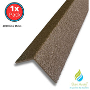 Stair & Step Nosing Cover Anti Slip Treads GRP Heavy Duty for High Traffic Areas - BROWN - Slips Away - Stair nosing - 1x GRP nosing brown 2000mm -