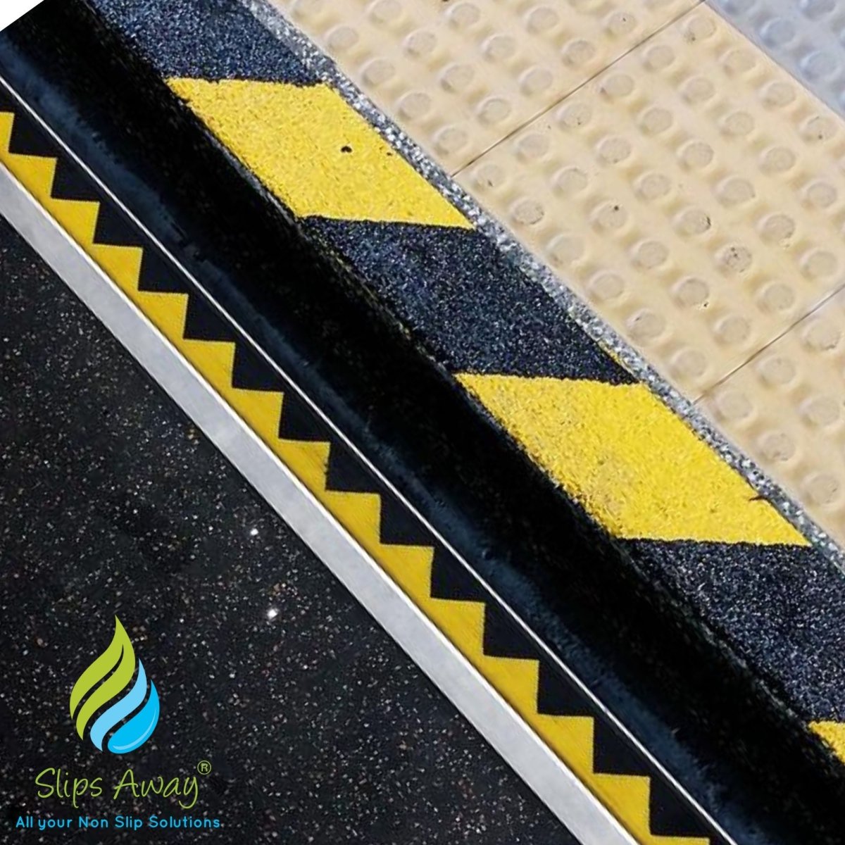 Stair & Step Nosing Cover Anti Slip Treads GRP Heavy Duty for High Traffic Areas - HAZARD - Slips Away - Stair nosing - 1x GRP nosing hazard 500mm -