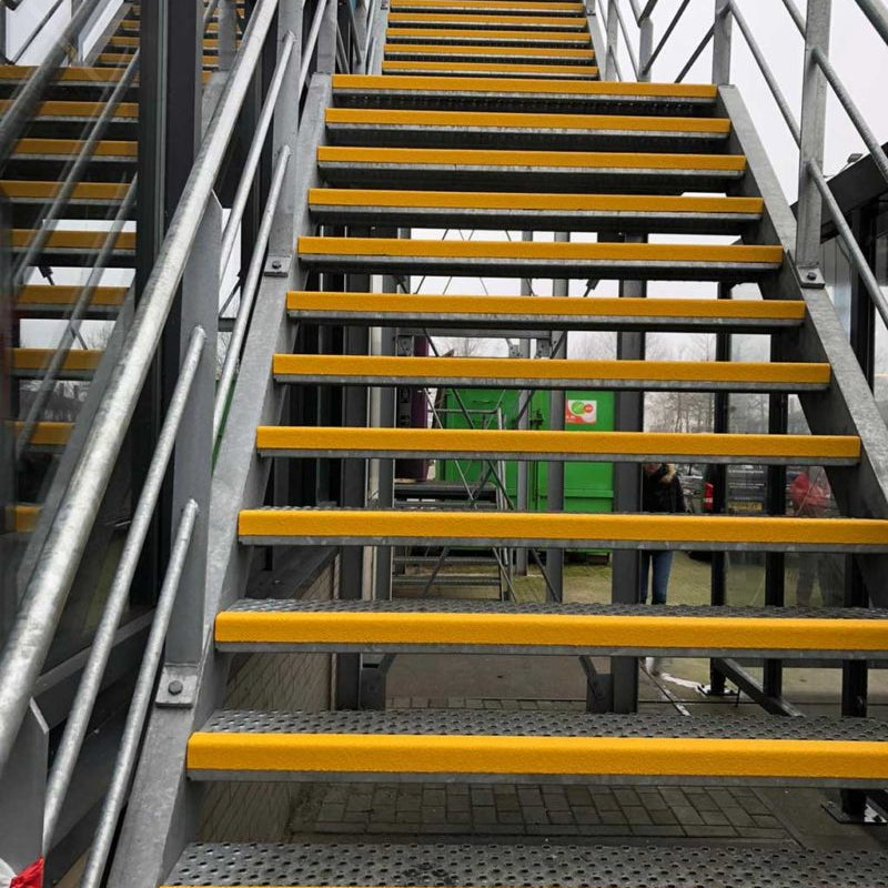 Stair & Step Nosing Cover Anti Slip Treads GRP Heavy Duty for High Traffic Areas - YELLOW - Slips Away - Stair nosing - 1x GRP nosing black 500mm -