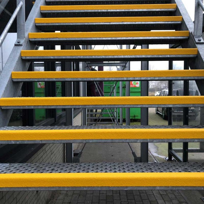 Stair & Step Nosing Cover Anti Slip Treads GRP Heavy Duty for High Traffic Areas - YELLOW - Slips Away - Stair nosing - 1x GRP nosing black 500mm -