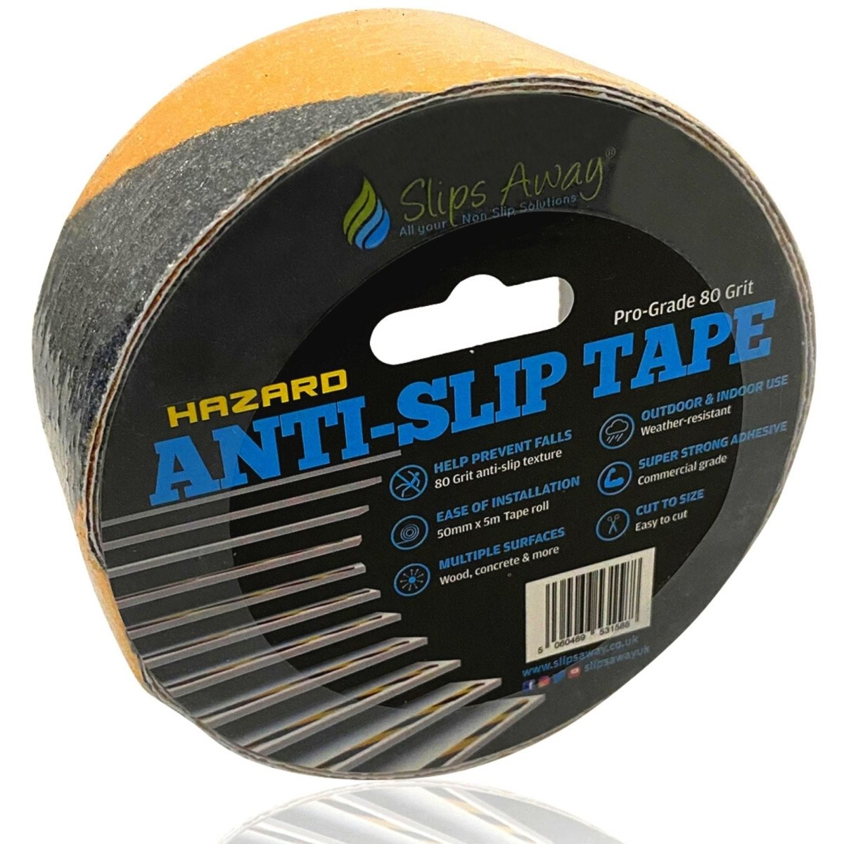 Standard Grade Hazard Warning Yellow Black Anti Slip Tape Roll - Slips Away - Anti slip tape - SA046, -