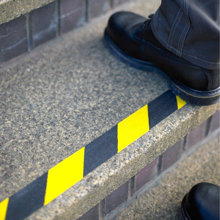 Standard Grade Hazard Warning Yellow Black Anti Slip Tape Roll - Slips Away - SA046, -