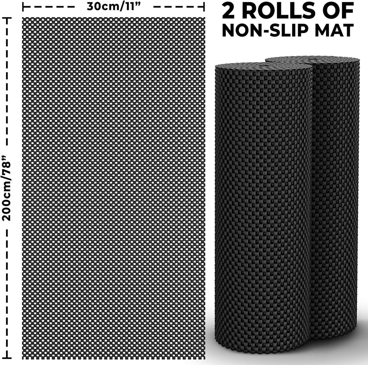 Two Rolls of Anti-Slip Grippers (190 x 30cm) - Ideal for Securing Rugs, Carpets, and Shelf Drawer Liners. - Slips Away - B0042AHC6O -