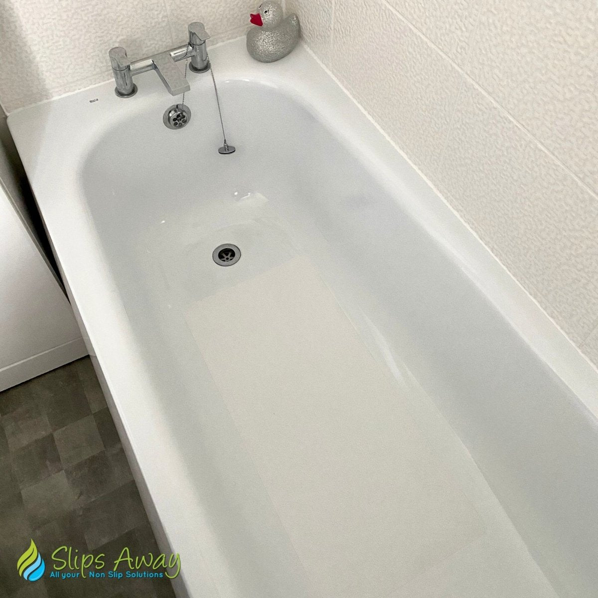 Ultra Thin Non Slip Adhesive Bath Mat FREE Roller Presser Included - Slips Away - SA077. -