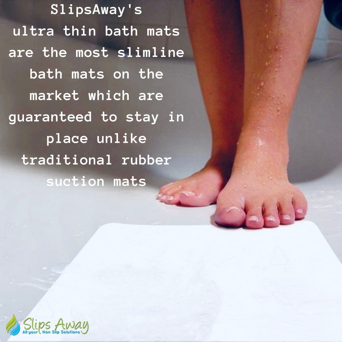 Ultra Thin Non Slip Adhesive Bath Mat FREE Roller Presser Included - Slips Away - SA077. -