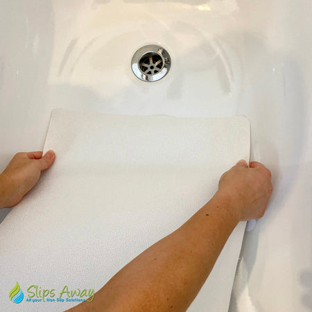 Ultra Thin Non Slip Adhesive Bath Mat FREE Roller Presser Included - Slips Away - SA077. -