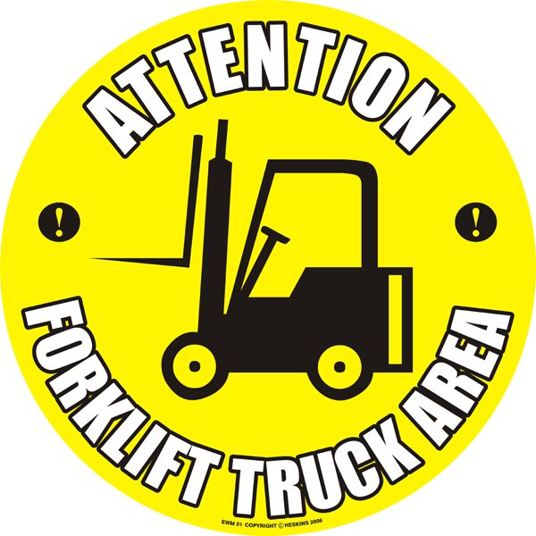 Warehouse Floor Marker Signs - Slips Away - EWM01 - Forklift Truck Area -