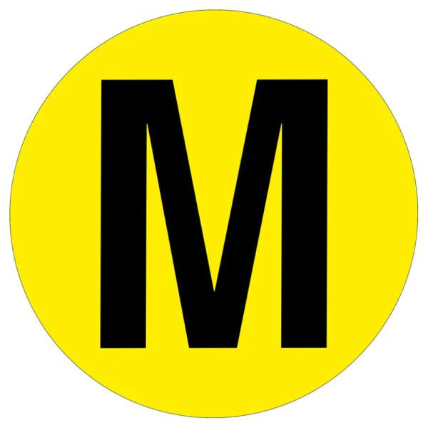 Warehouse Letter Adhesive 190mm Floor Identification Markers - Slips Away - Anti slip tape - H7503 M -