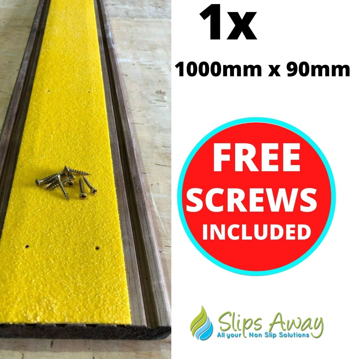 Yellow Extra Wide Anti Slip Decking Strips - Slips Away - wide decking strip yellow 1000mm x 90mm -