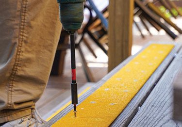 Yellow Extra Wide Anti Slip Decking Strips - Slips Away - wide decking strip yellow 600mm x 90mm -
