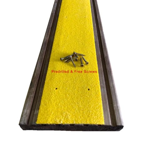 Yellow Extra Wide Anti Slip Decking Strips - Slips Away - wide decking strip yellow 600mm x 90mm -