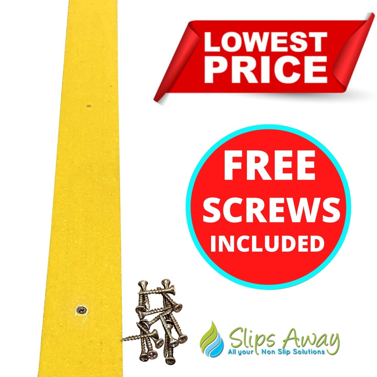 Yellow Non Slip Decking Strips - Slips Away - decking strip 600mm x 50mm yellow -