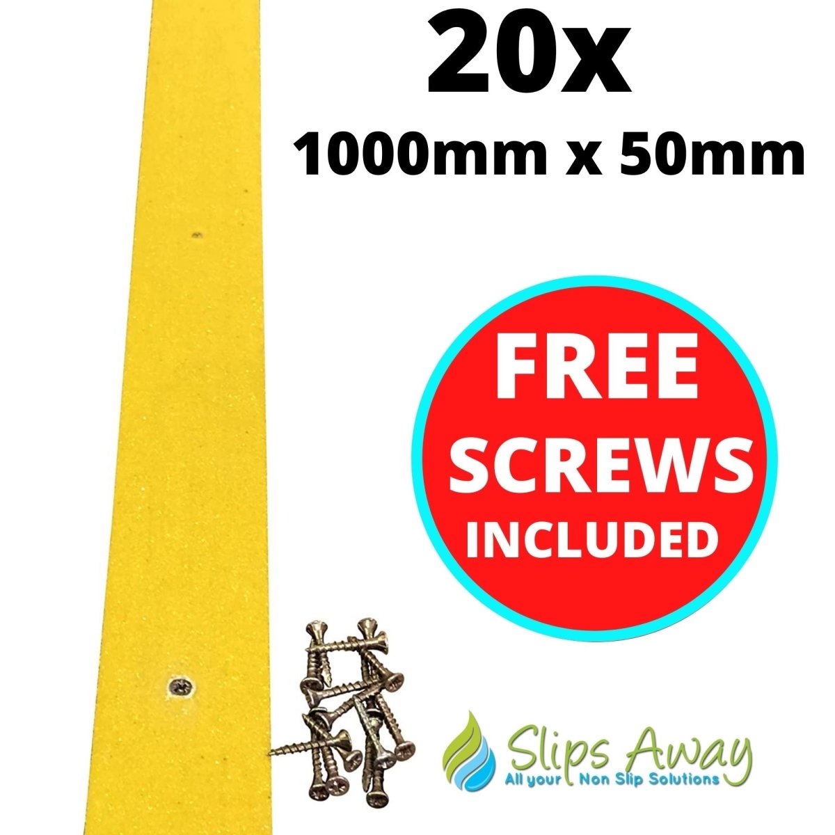 Yellow Non Slip Decking Strips - Slips Away - decking strip yellow 1000mm x 50mm 20x pack -