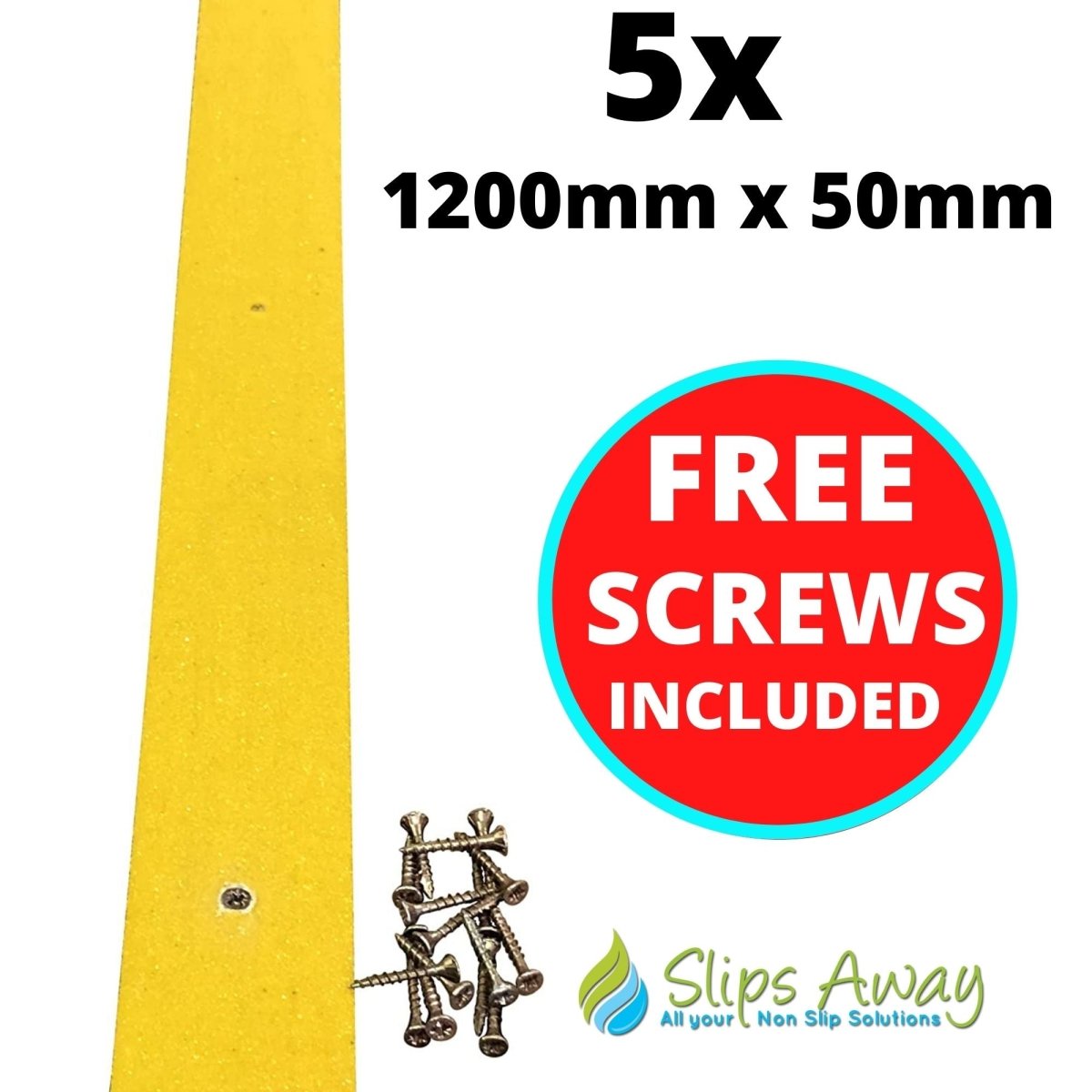 Yellow Non Slip Decking Strips - Slips Away - decking strip yellow 1200mm x 50mm 5x pack -