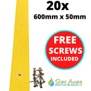 Yellow Non Slip Decking Strips - Slips Away - decking strip yellow 600mm x 50mm 20x pack -