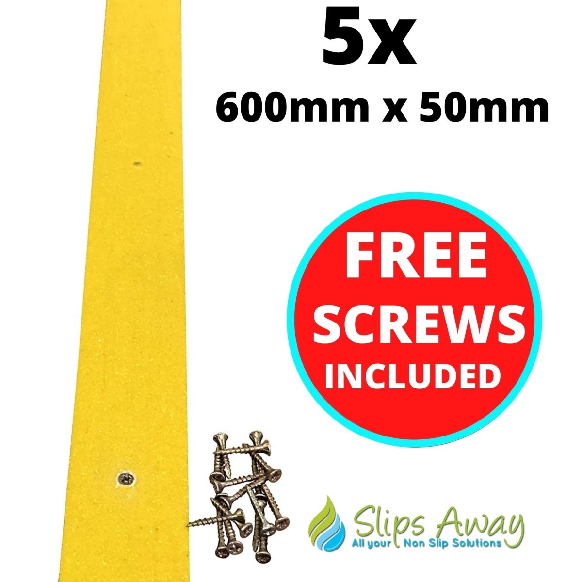 Yellow Non Slip Decking Strips - Slips Away - decking strip yellow 600mm x 50mm 5x pack -